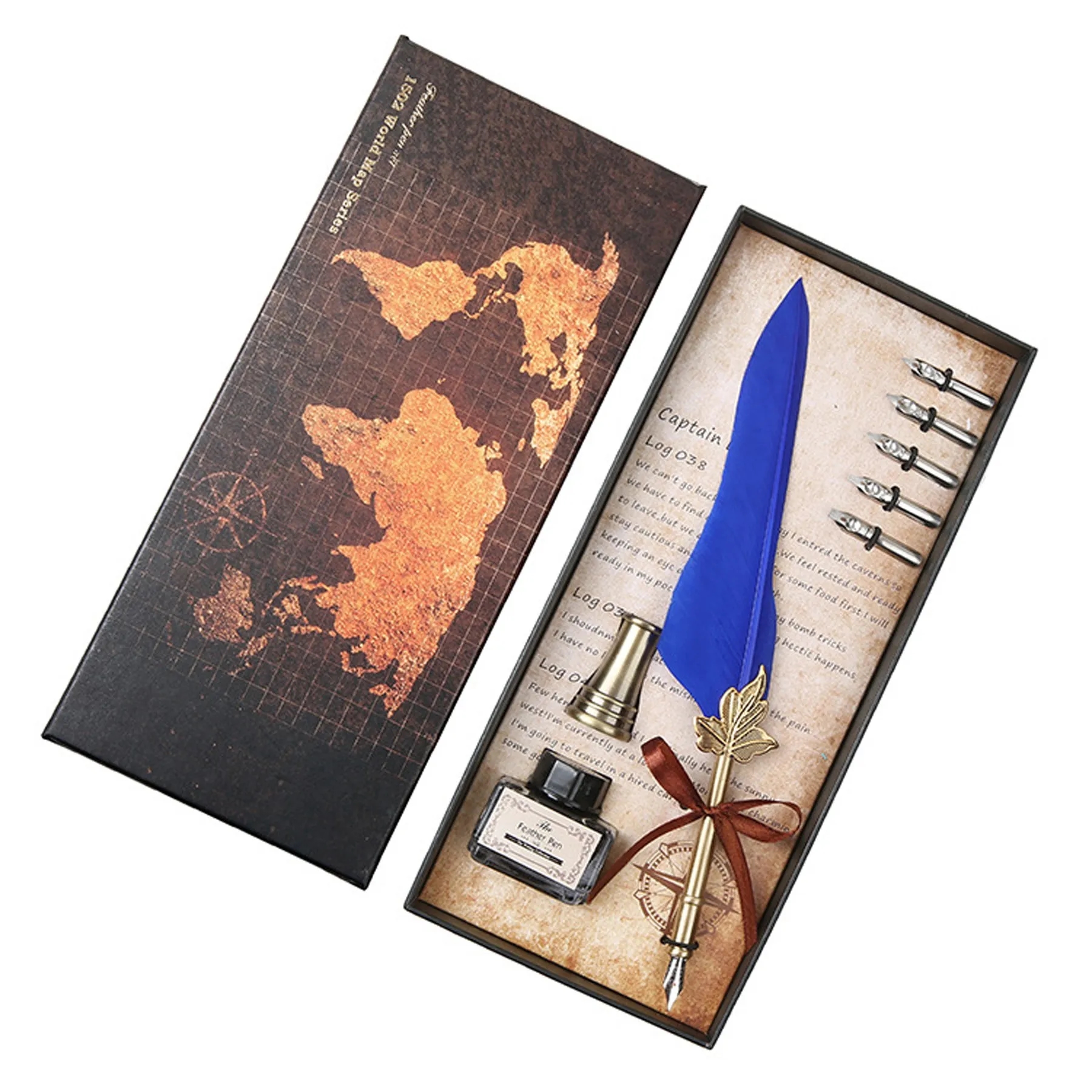 Vintage Luxury Fountain Pen with Feather 5