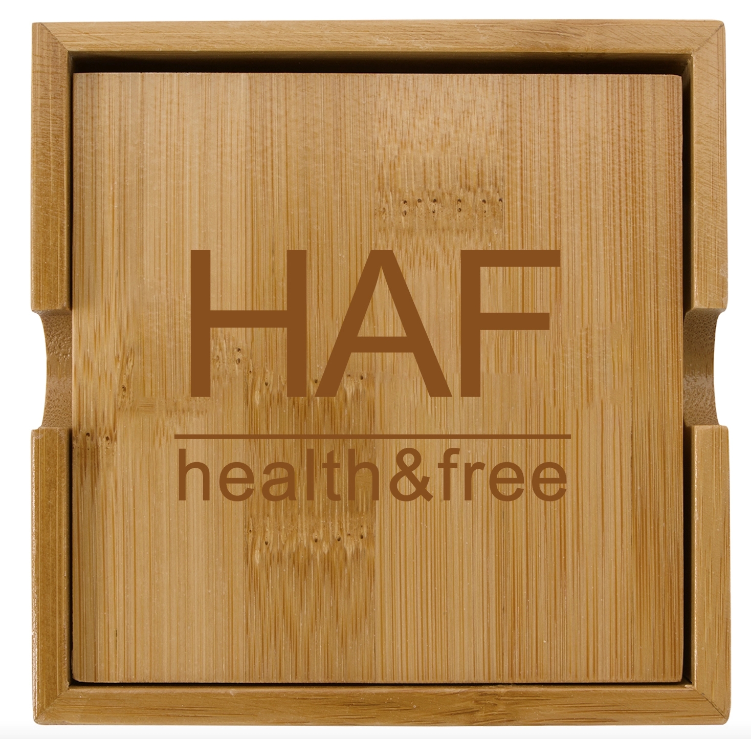 4-Piece Bamboo Coaster Set With Stand 3