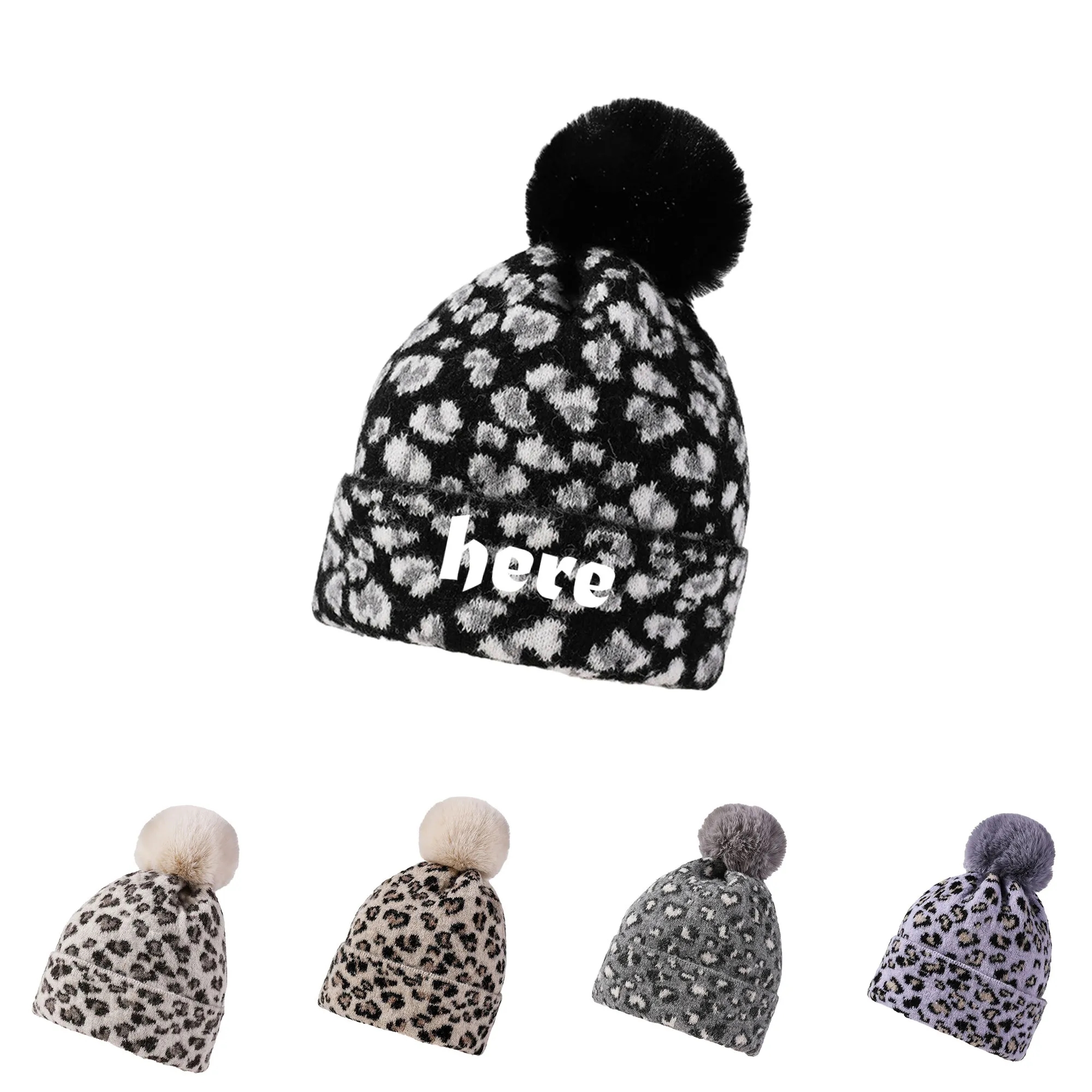 Warm Soft Plush Leopard-print Beanie Knit Hat Winter Hat 10