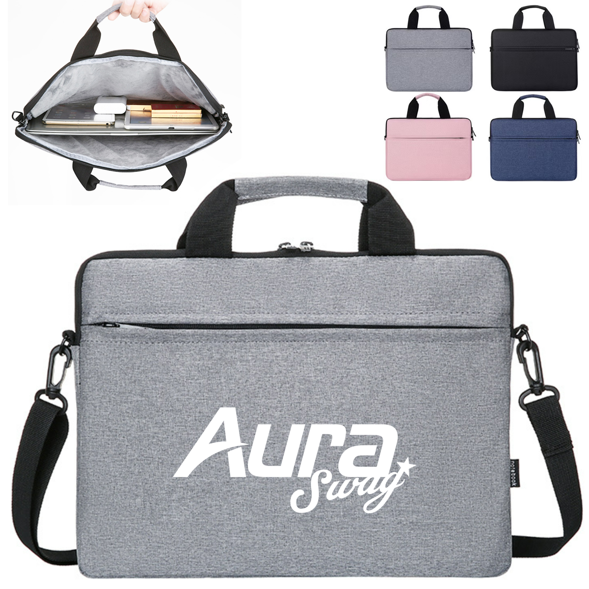 15 Inch Laptop Briefcase with Shoulder Strap 8