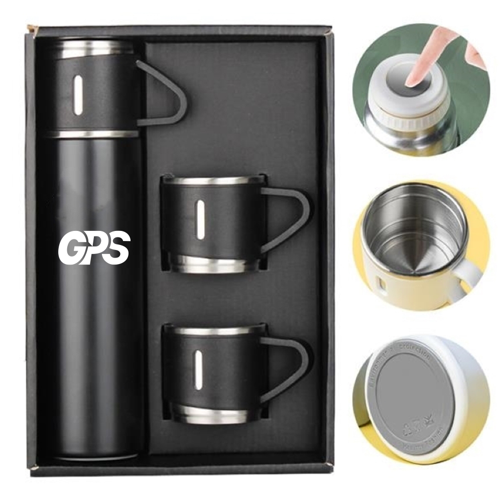 Stainless Steel Thermos Vacuum Flask with 2 Thermos Cup