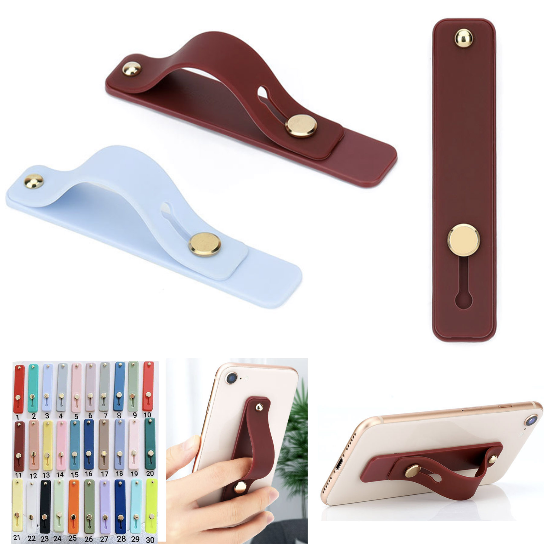 Silicone Smartphone Finger Holder Adjustable Strap With StandCell Phone Stand For Desk And Secure 1