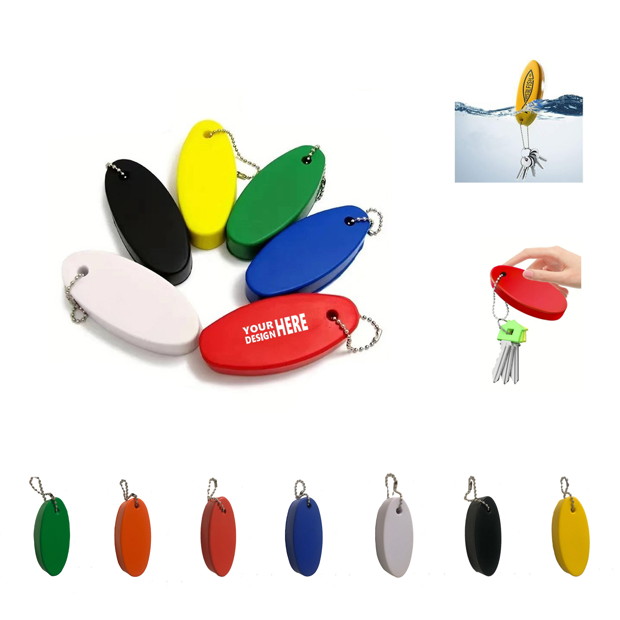 Oval PU Foam Floating Keychain MOQ100 2