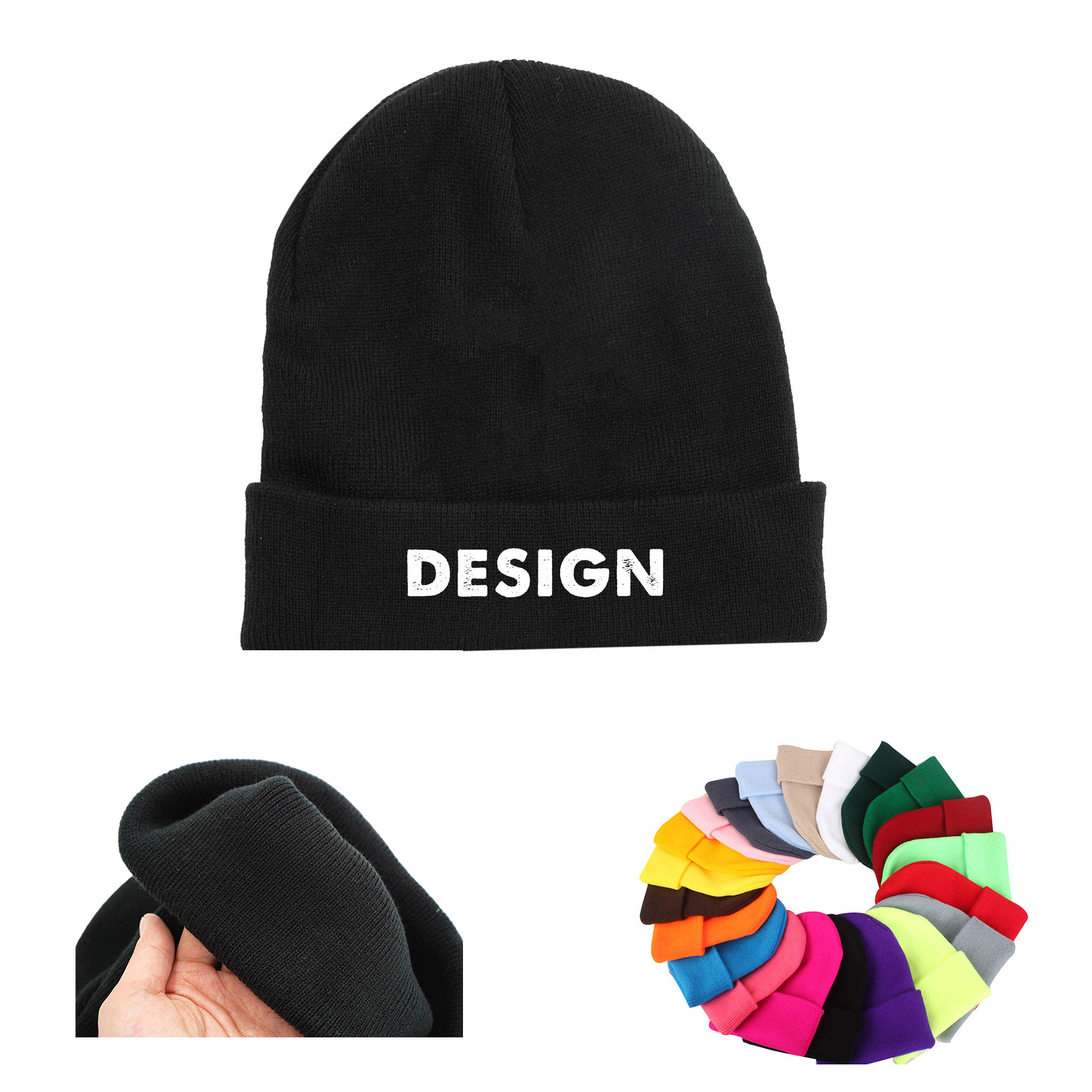 Classic Embroidered Knit Beanie Hat 2