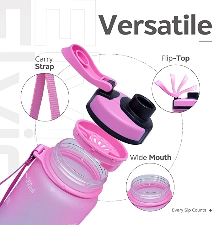 34oz Gradient Water Bottle with Motivational Time Marker 2
