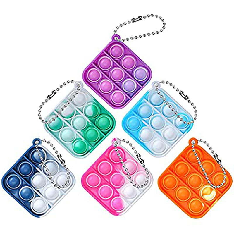 Square Shape Gradient Color Push Pop Key Chain/ Hook Up 3