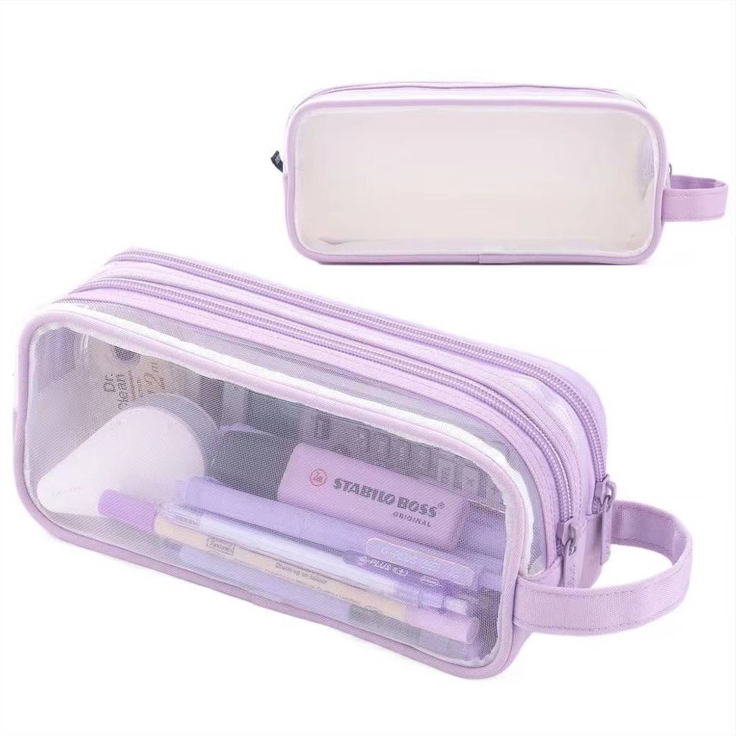 Clear Multifunctional Pencil Case with Compartments 4