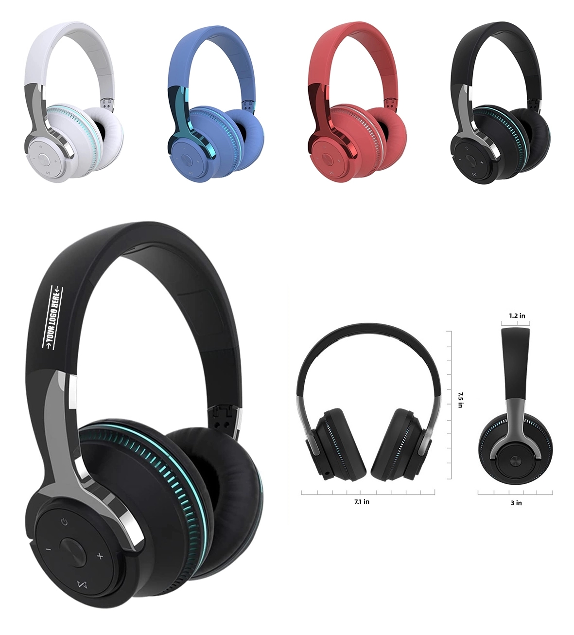 Headset Bluetooth Wireless Flash Light Heavy Bass Folding 2