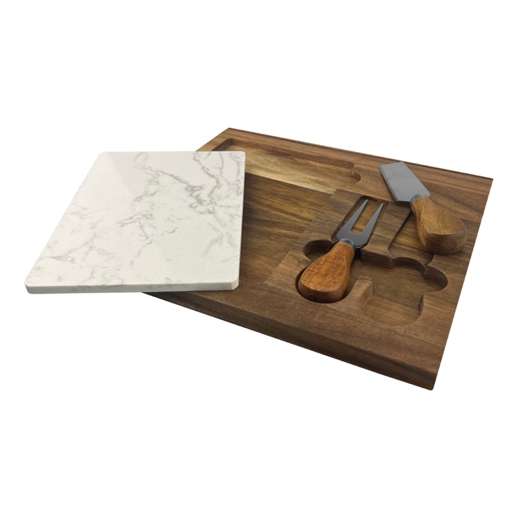 Fuzo Marble Cheeseboard & Knife Set 4