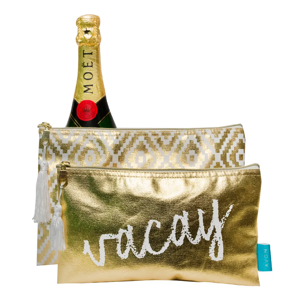 Metallic Vegan Leather Zippered Pouch 2