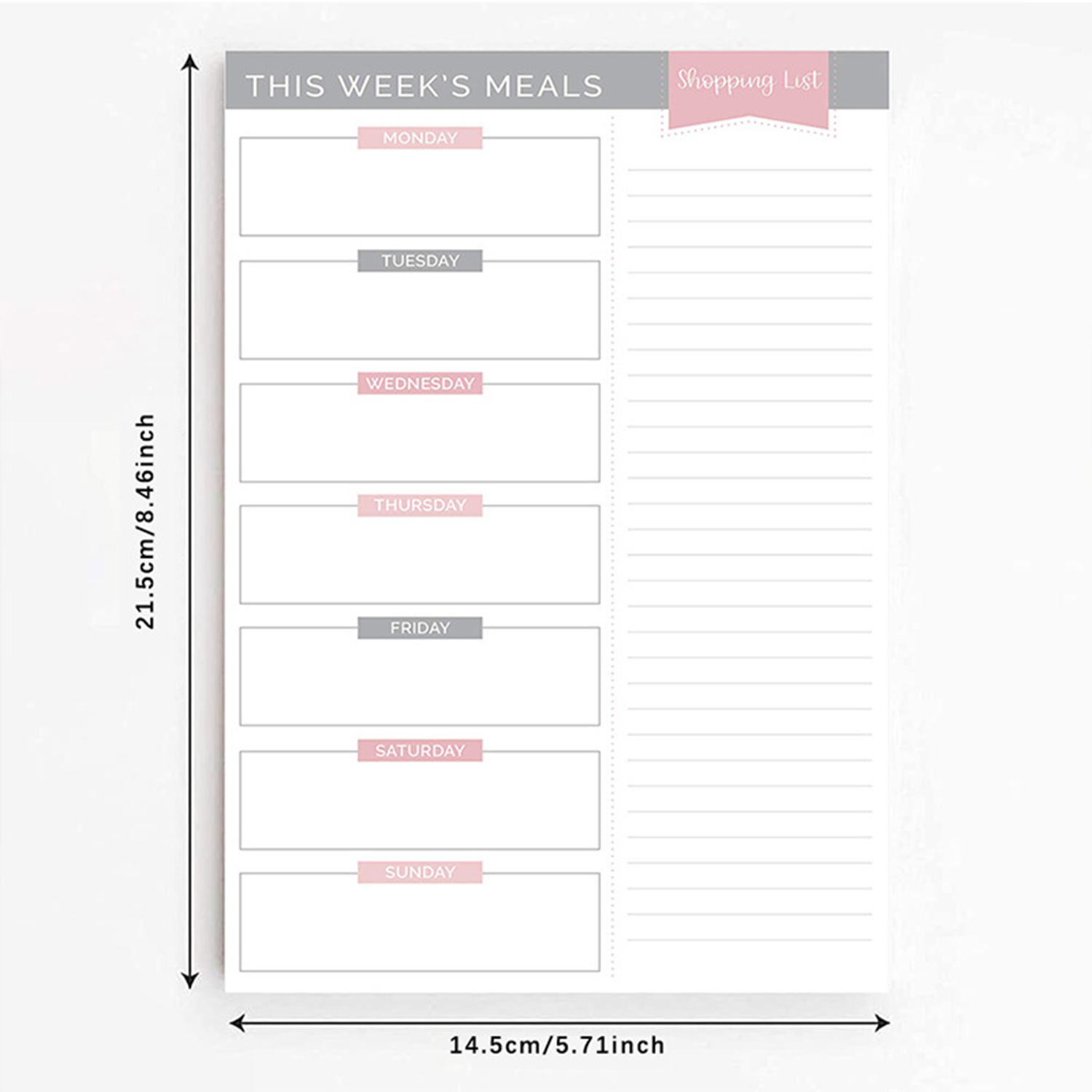 Weekly Daily Meal Shopping Grocery Planning Pad 5