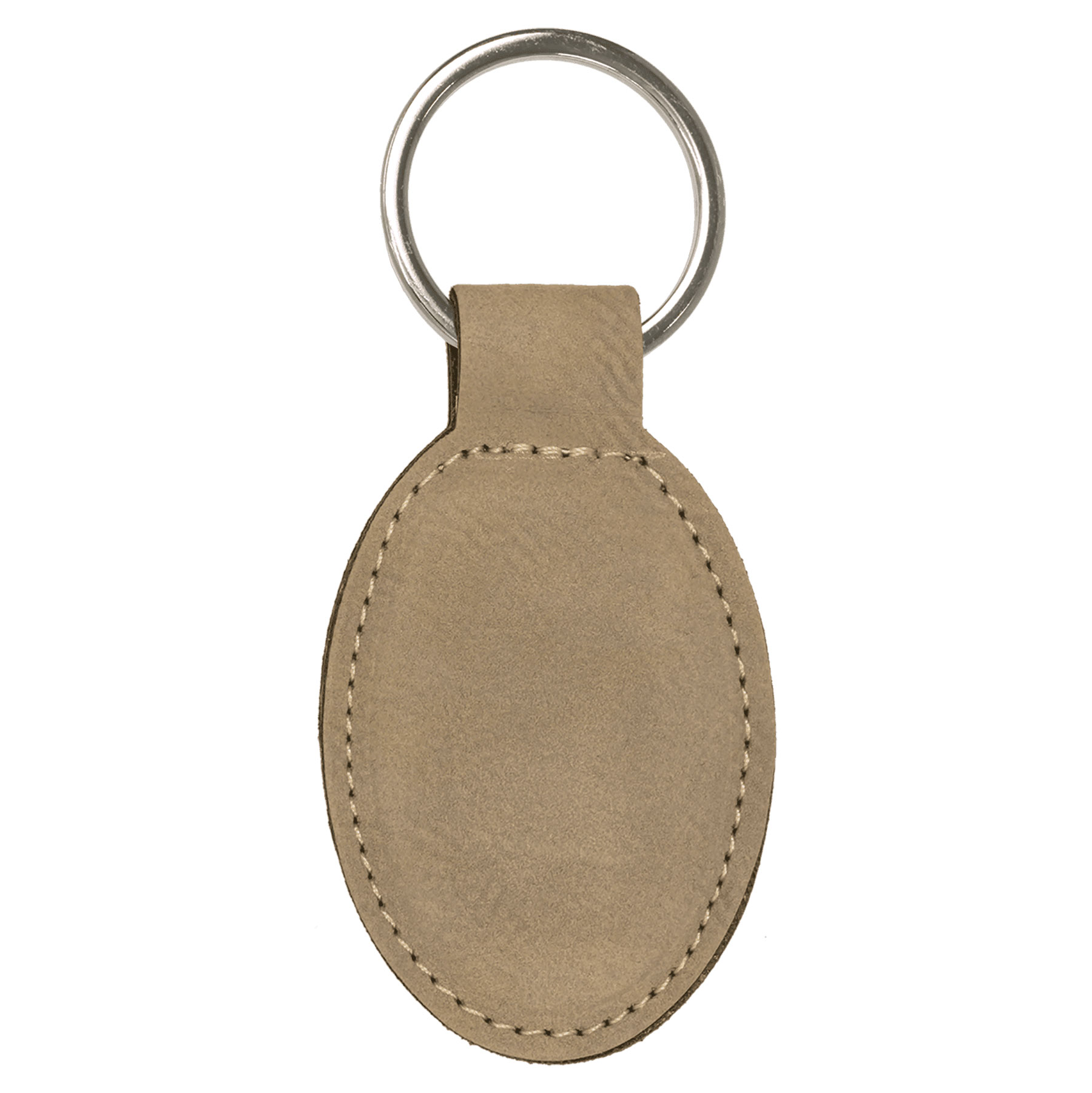Light Brown Leatherette Oval Keychain 3