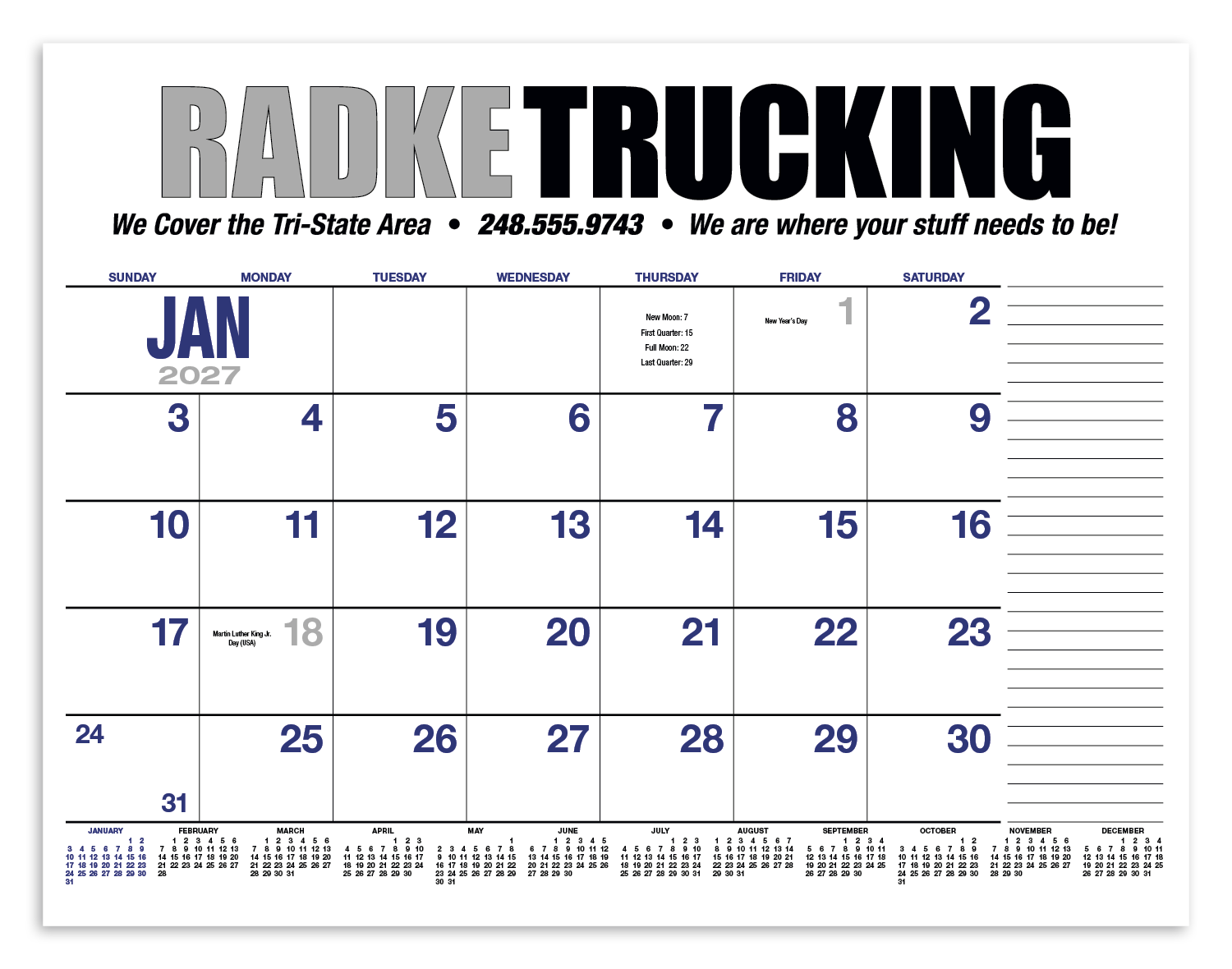 HotLine® Products 13-Month Desk Pad Calendar 33