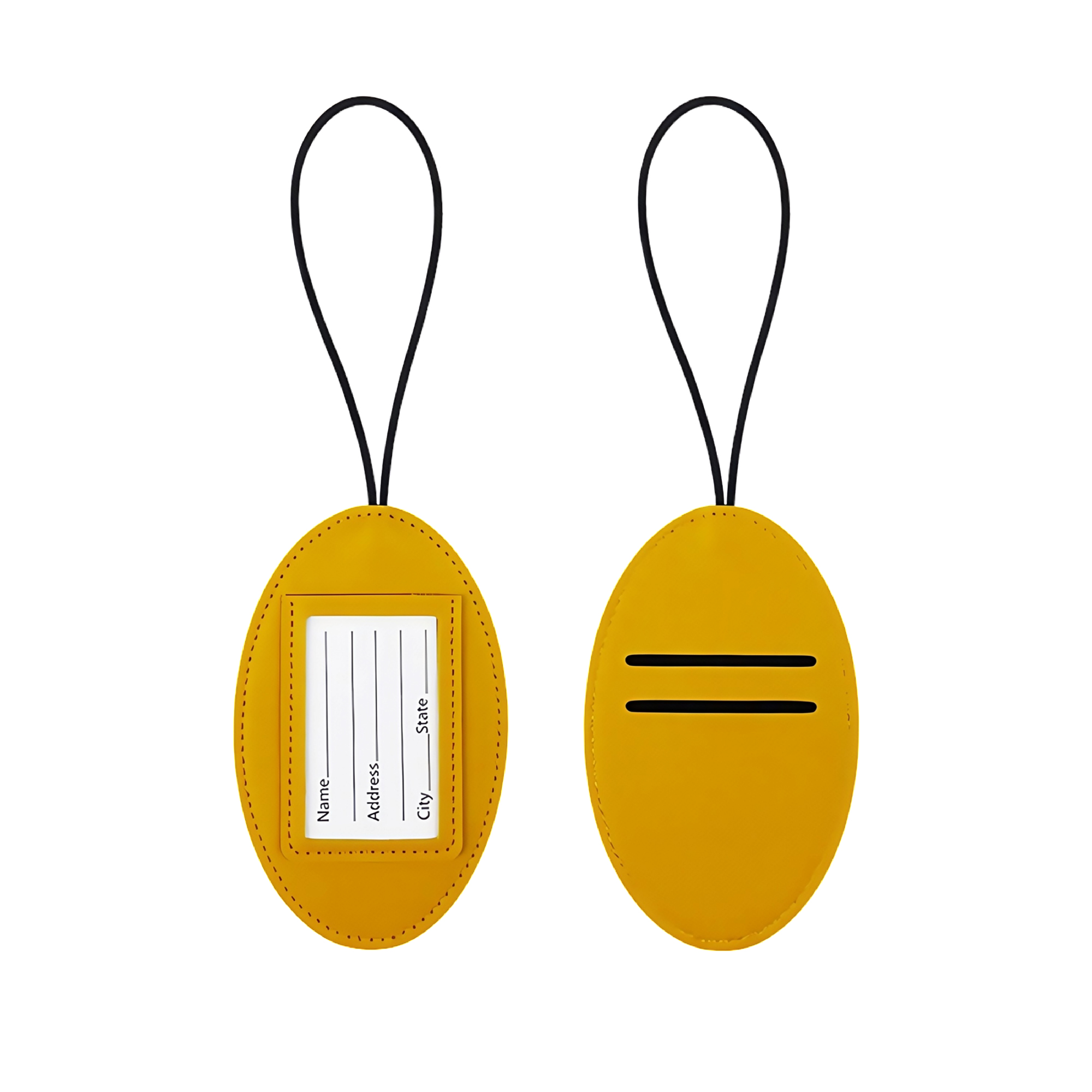 Elastic Oval Luggage Tag with PU Leather 2