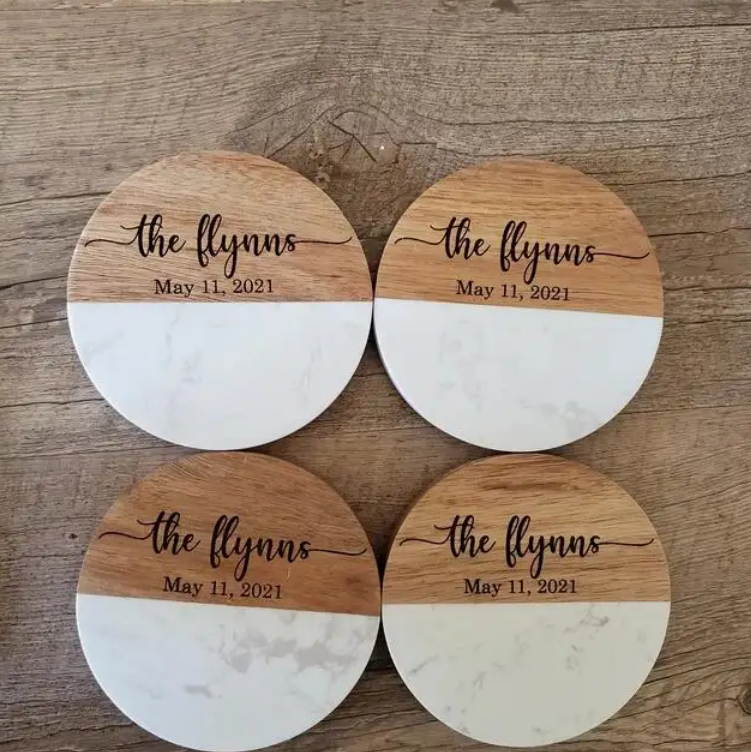 Marble and Wood Placemat Coaster 2