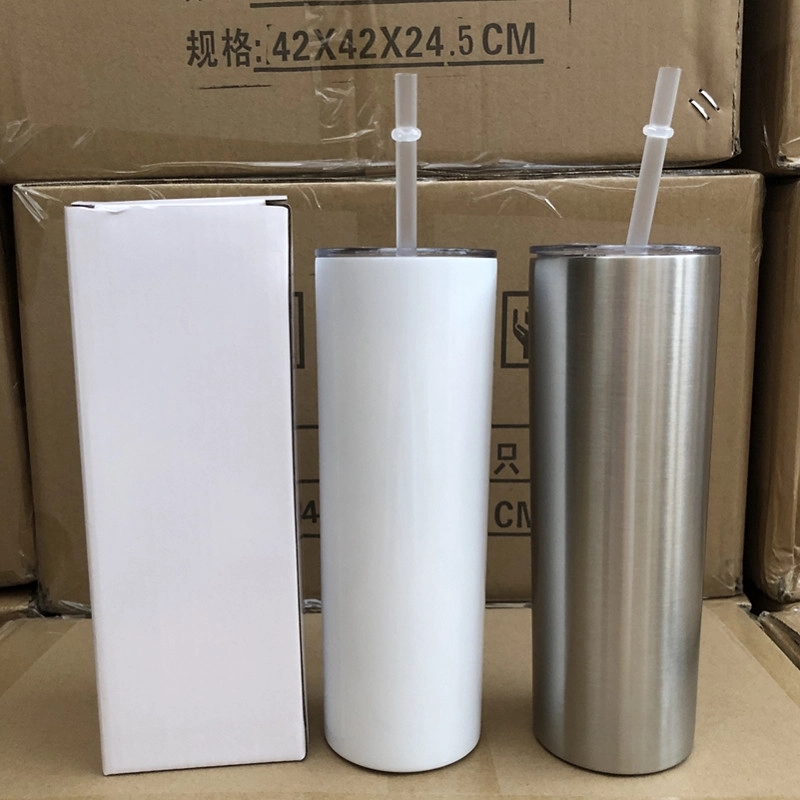 20oz Stainless Steel Straight Slimming Cup With straw 8
