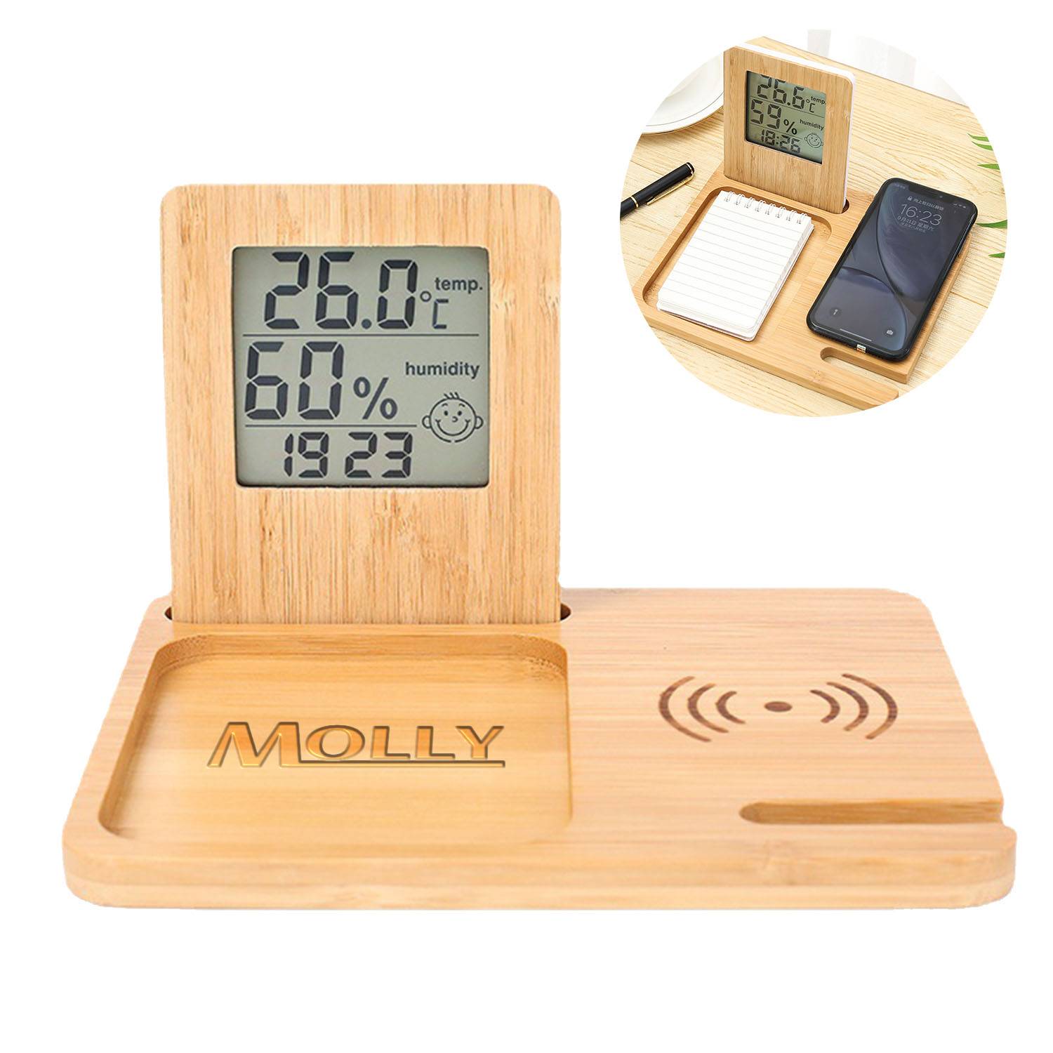 Multifunction Phone Stand w/ Wireless Charger and Clock