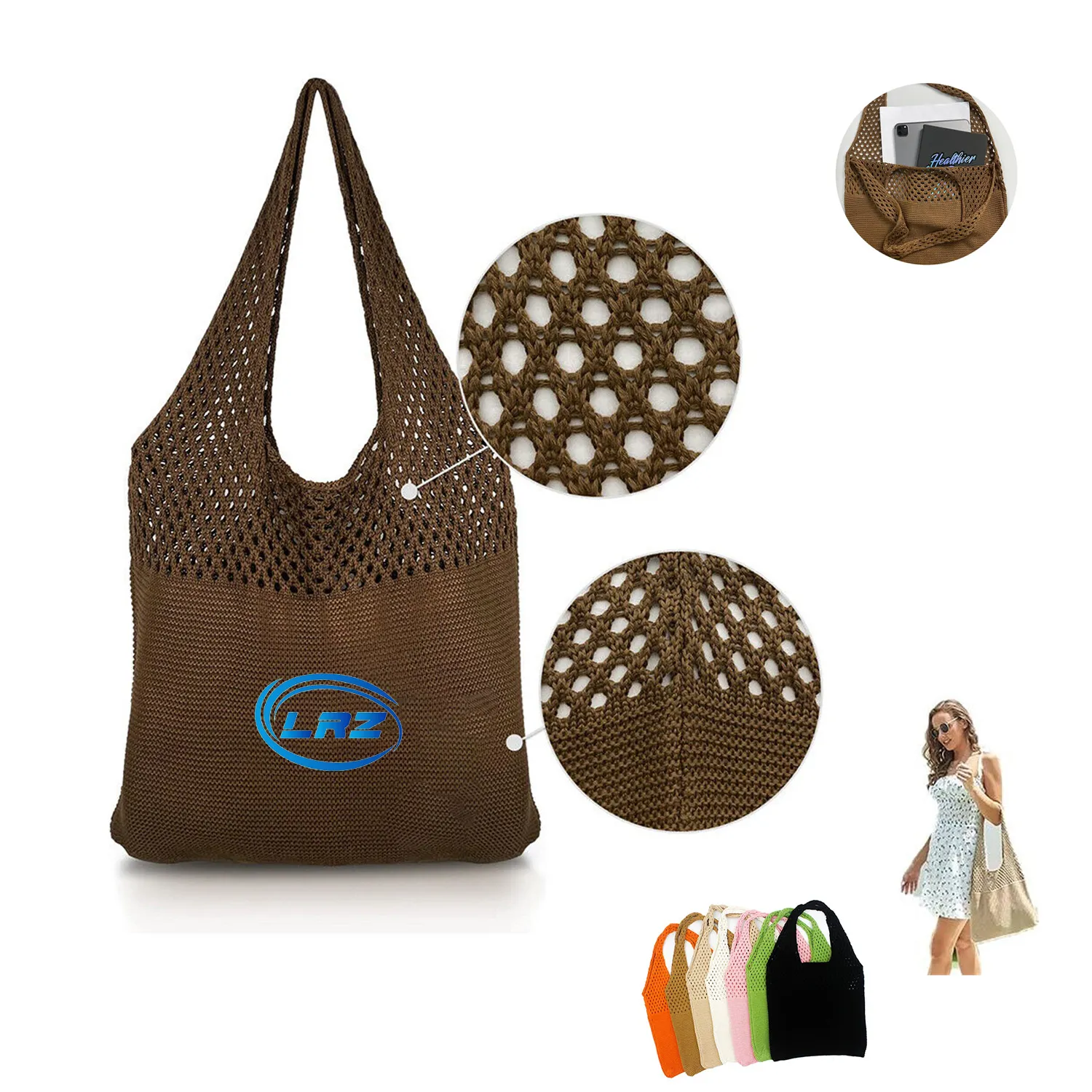 Hollow Knitted Shoulder Bags Women Handbag Summer Beach Tote 5