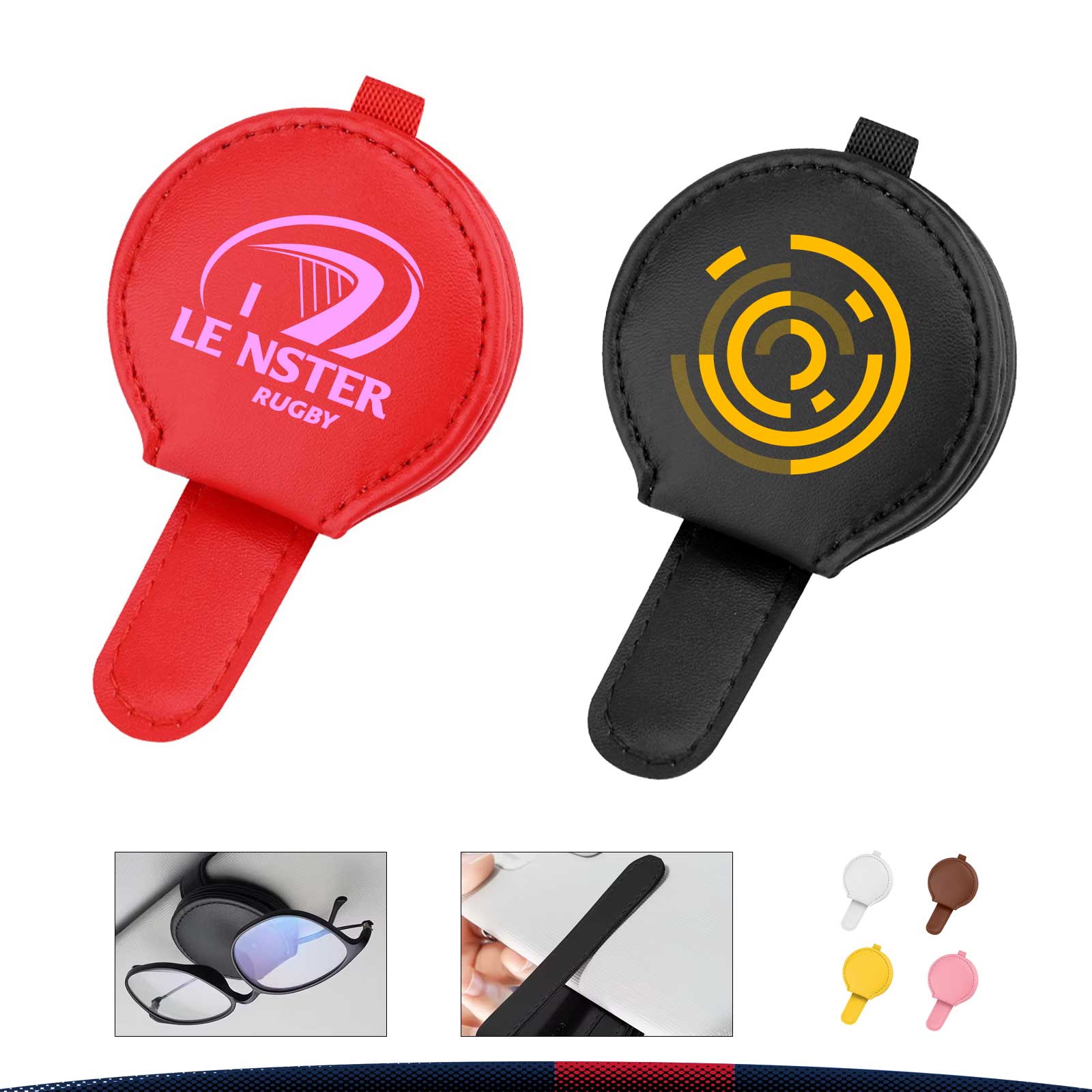 Roda Round PU Leather Car Eyeglasses Clip 8