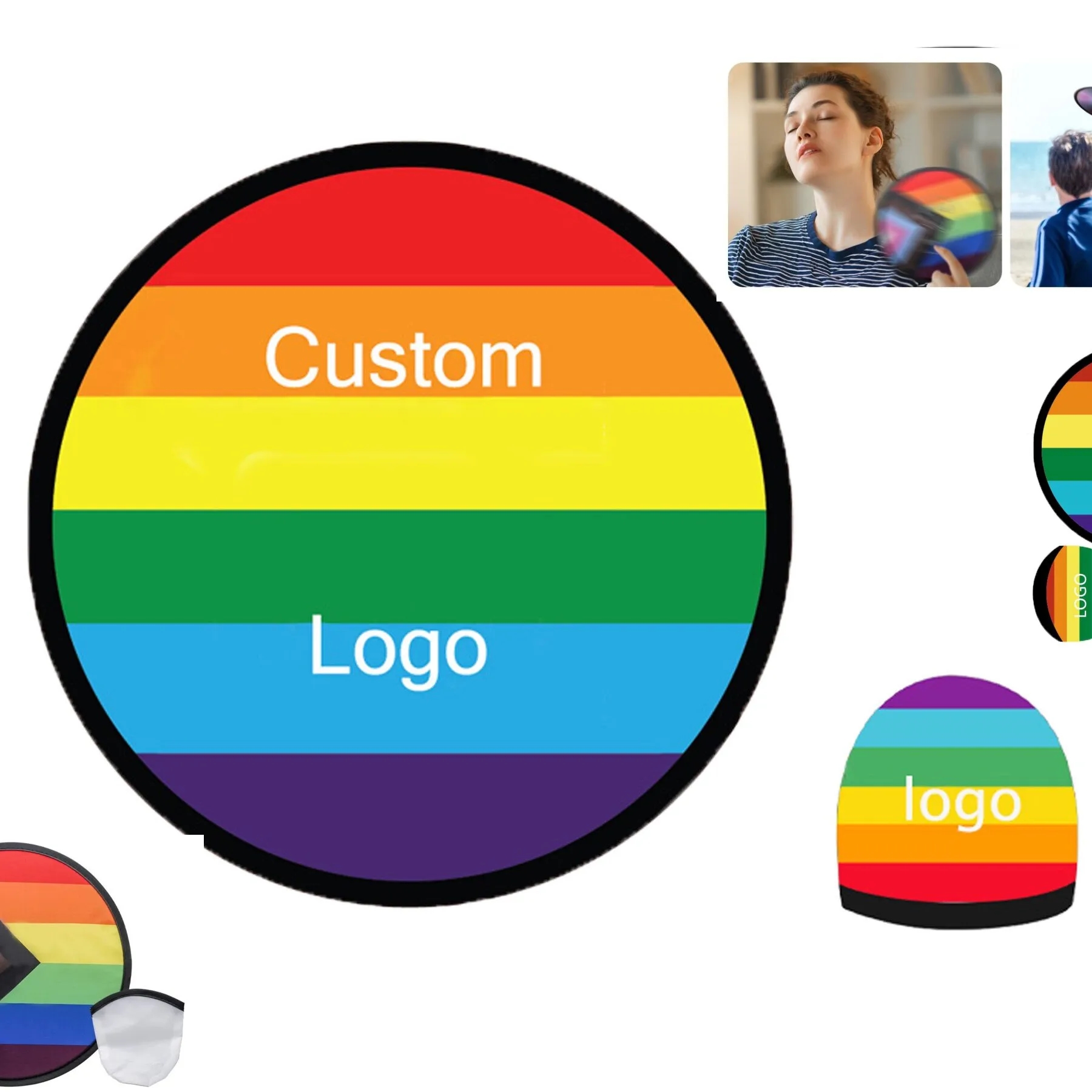 Rainbow Fold Up Flying Disc with Pouch 3