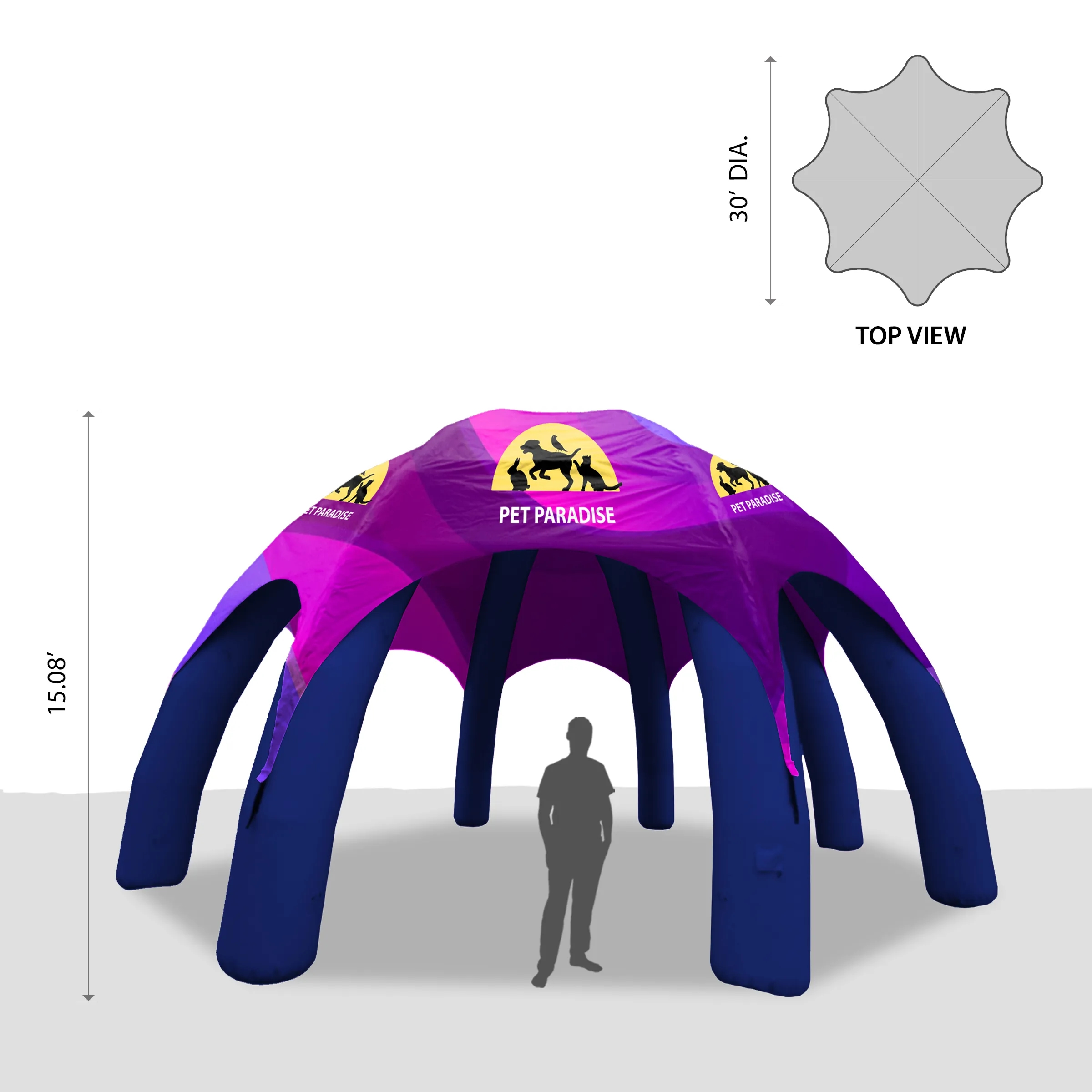 30' Custom Inflatable Spider Tent with 8 legs with Canopy 6