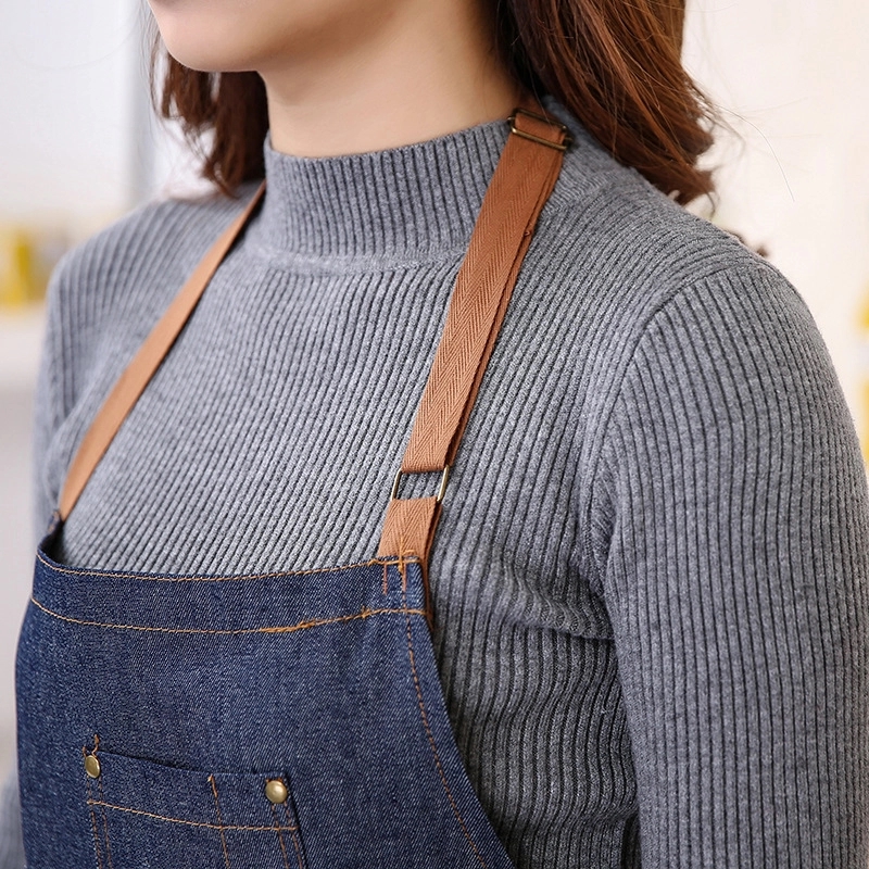 Unisex Adjustable Multi Pocket Denim Apron For Chef Kitchen 4