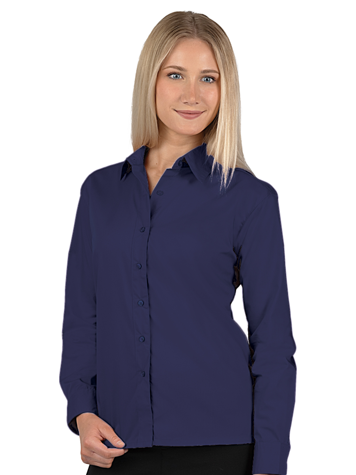 Blue Generation - Women's Pocketless Long Sleeve Poplin Shirt 12
