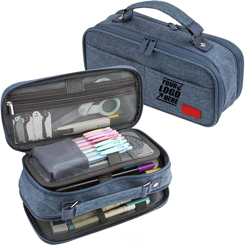 Large Capacity Pencil Case Double Zipper Storage Bag 2