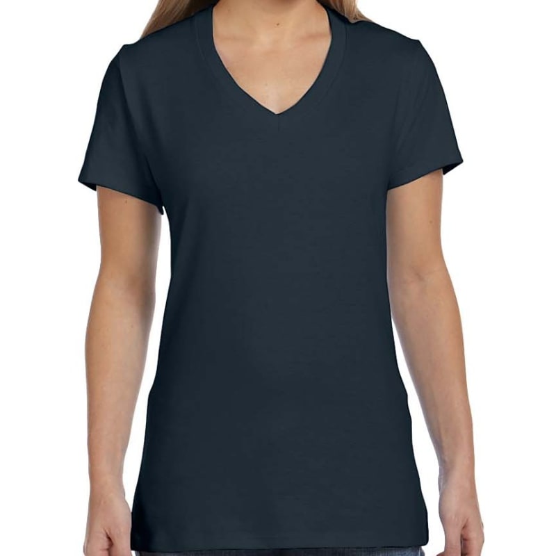 Hanes Ladies 4.5 Oz., 100% Ringspun Cotton Nano-T® V-Neck T- 7