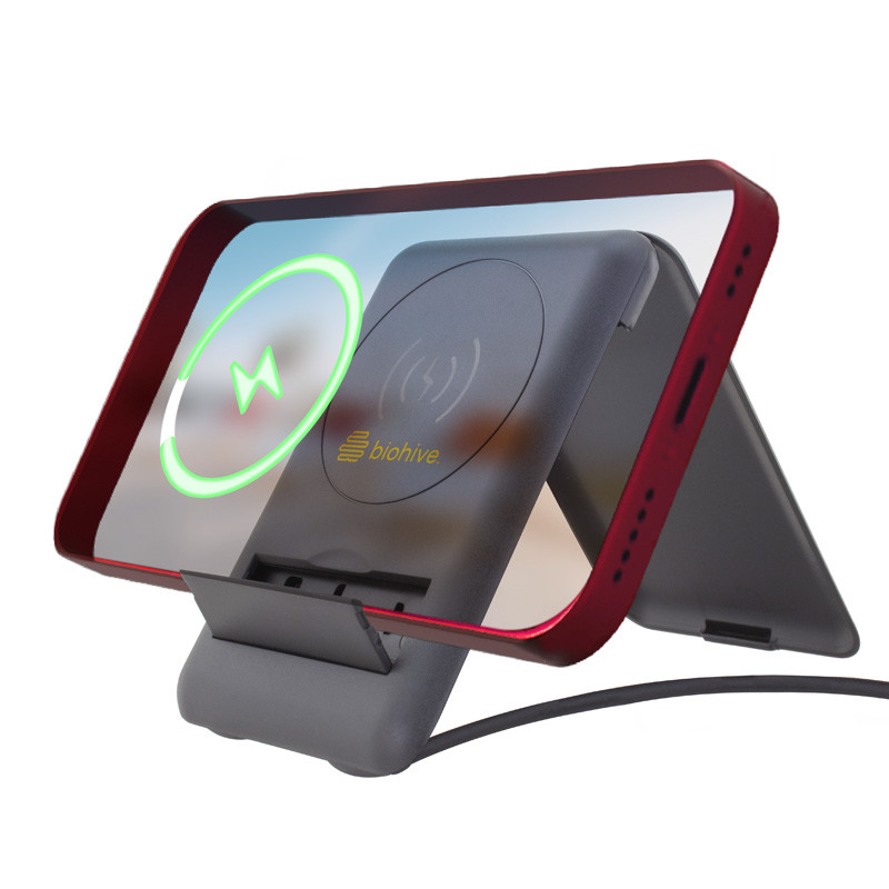Chi-Charge Cable Card - collapsible wireless charging stand and charging cable carrier 10