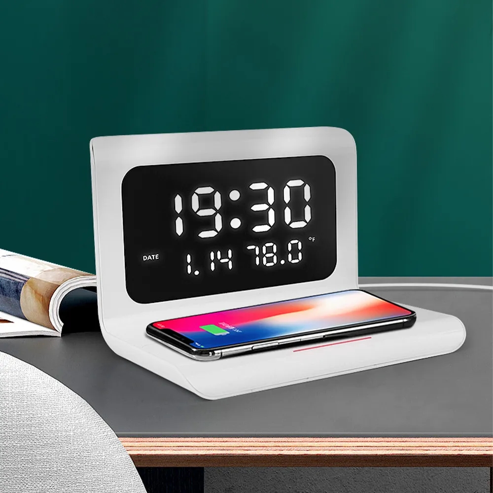 15W Wireless Charging Digital Clock with Adjustable Screen 2