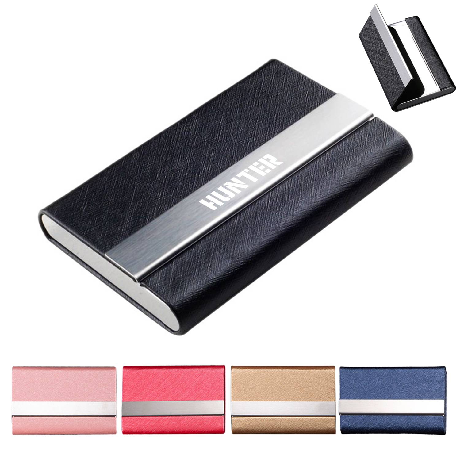Stainless steel PU business card holder