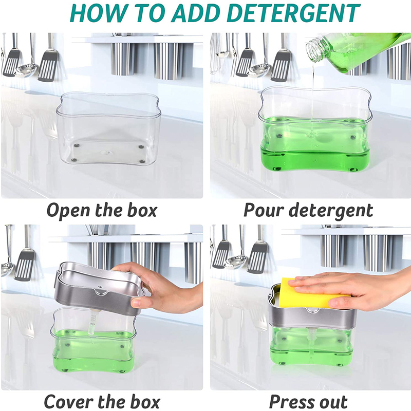 Sponge Holder Sink Dish Washing Soap Dispenser 13 Ounces 10