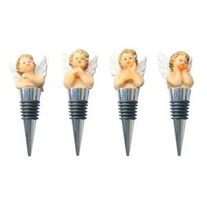 Elegant 4 Piece White Angel Cupid Wine Stopper Set 9