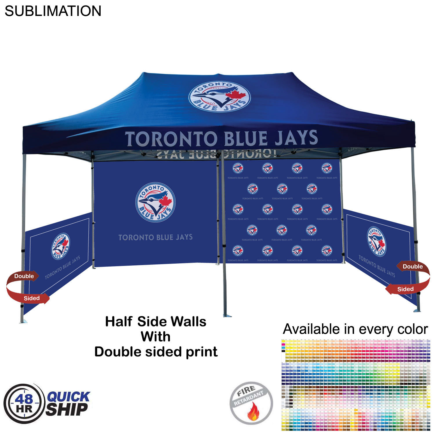 48 Hr Quick Ship - Half Side Wall for 10x20 Tent Kit, Sublimated, Double Sided Print 4