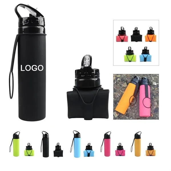 20 Oz Silicone Foldable Folding Sports Water Bottle 5