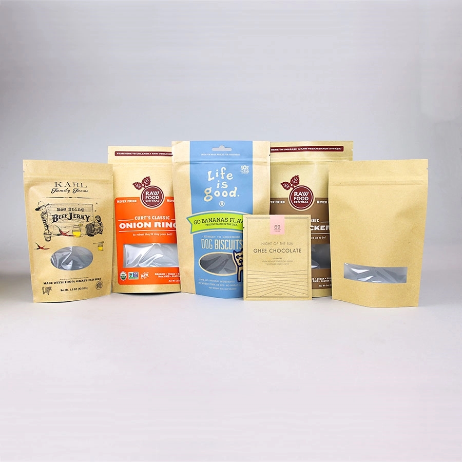 Custom Printed Zip Lock Kraft Stand Up Bags with Window 9