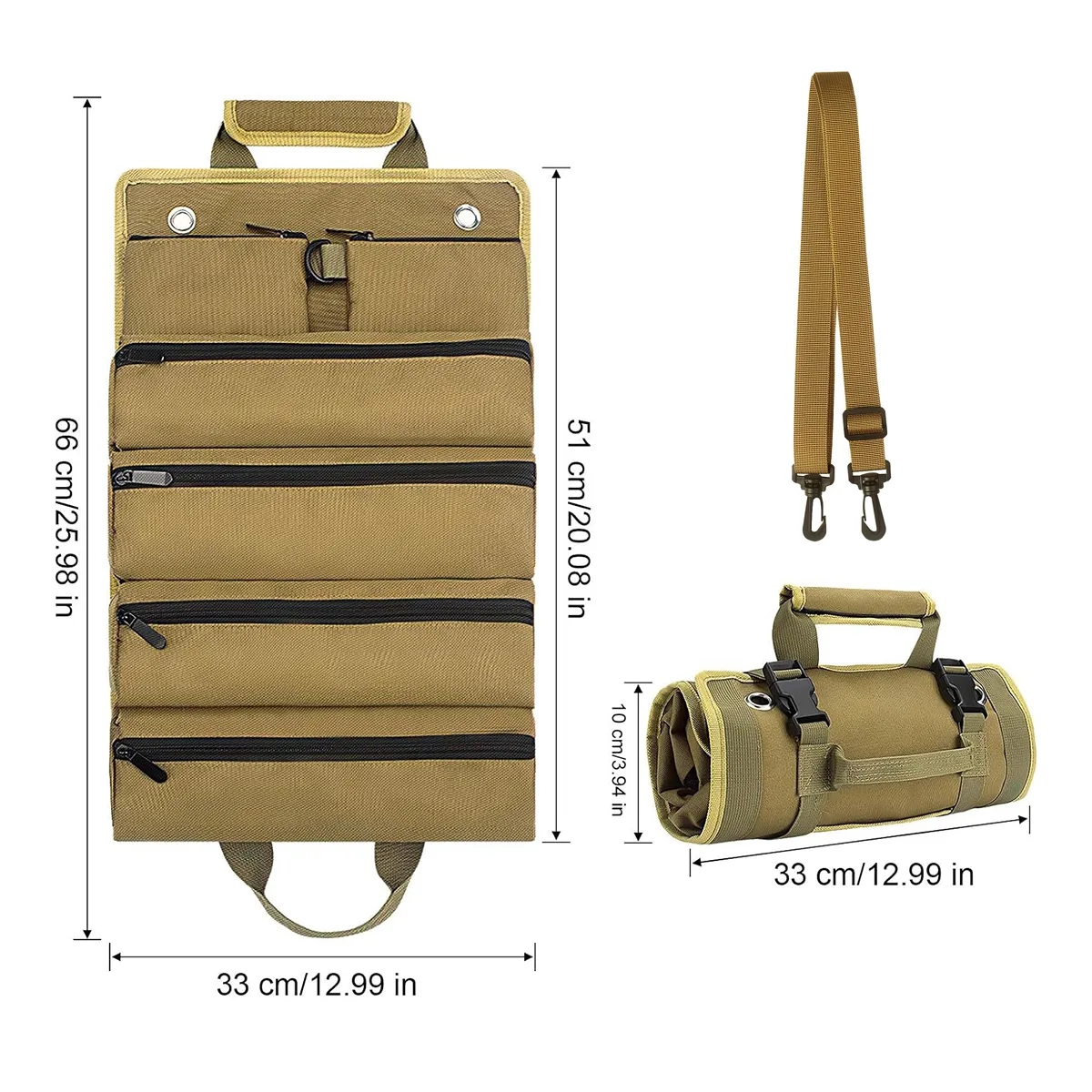 Roll Up Tool Bag Organizer with Removable Pouches 10