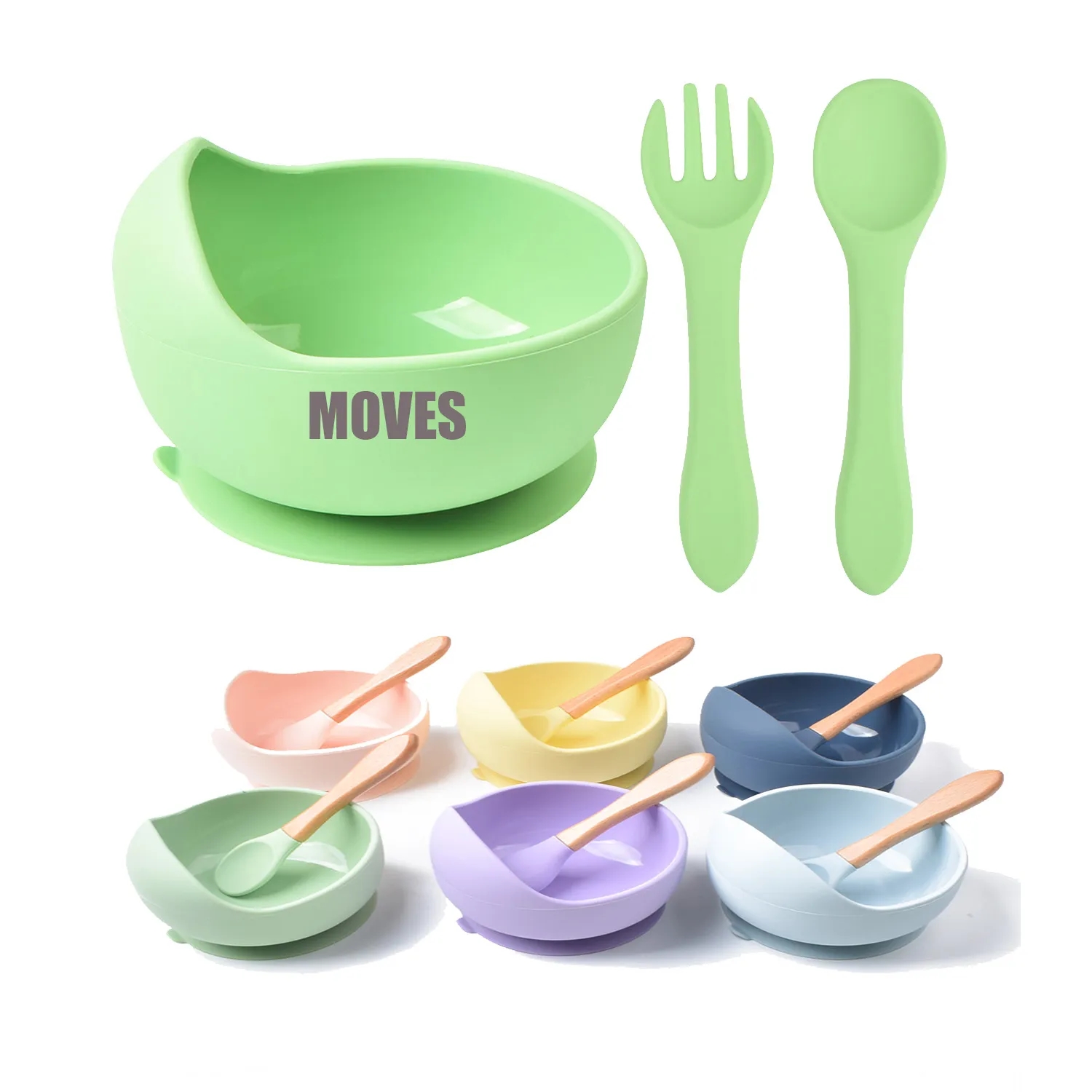 Silicone Suction Bowls for Baby with Spoon and Fork 8