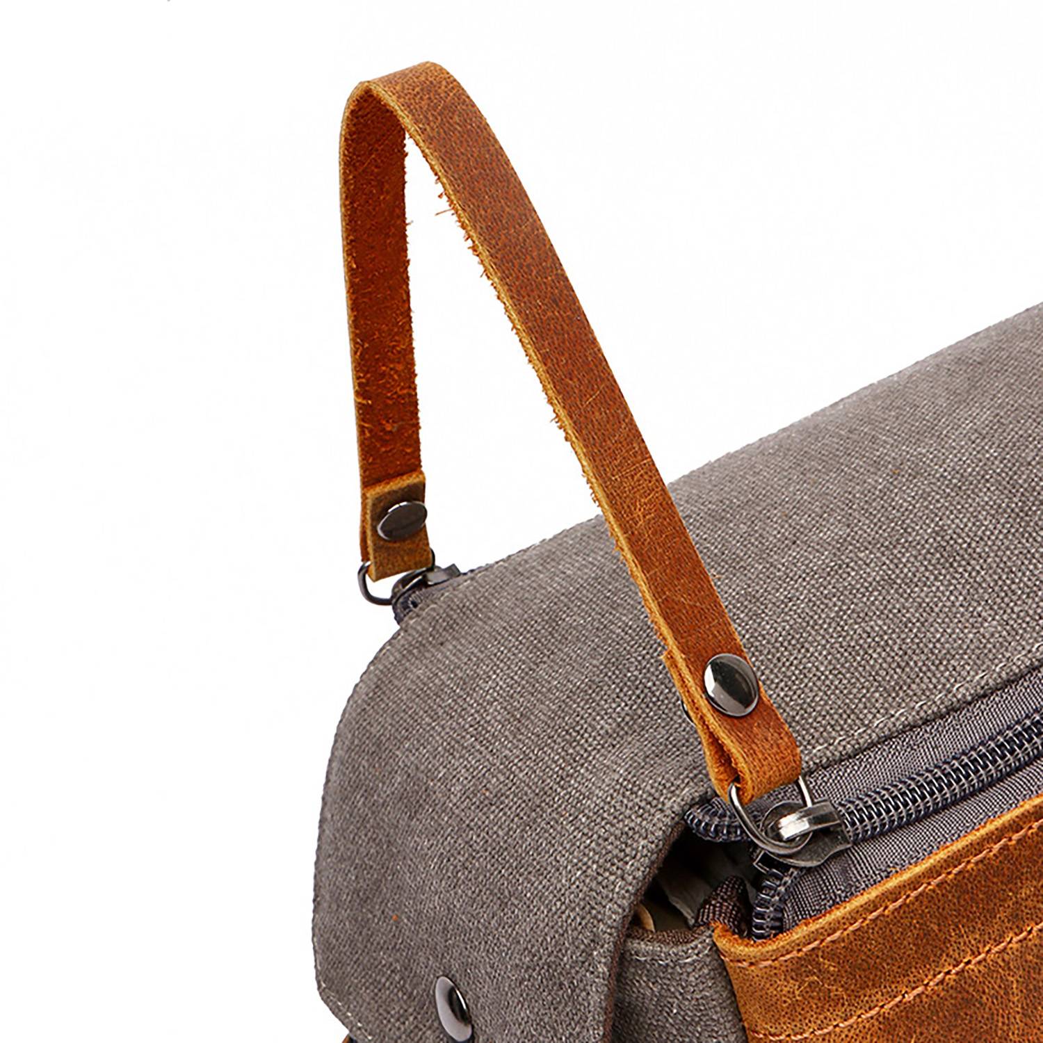 Crazy Horse Leather Canvas Travel Cosmetic Bag 10