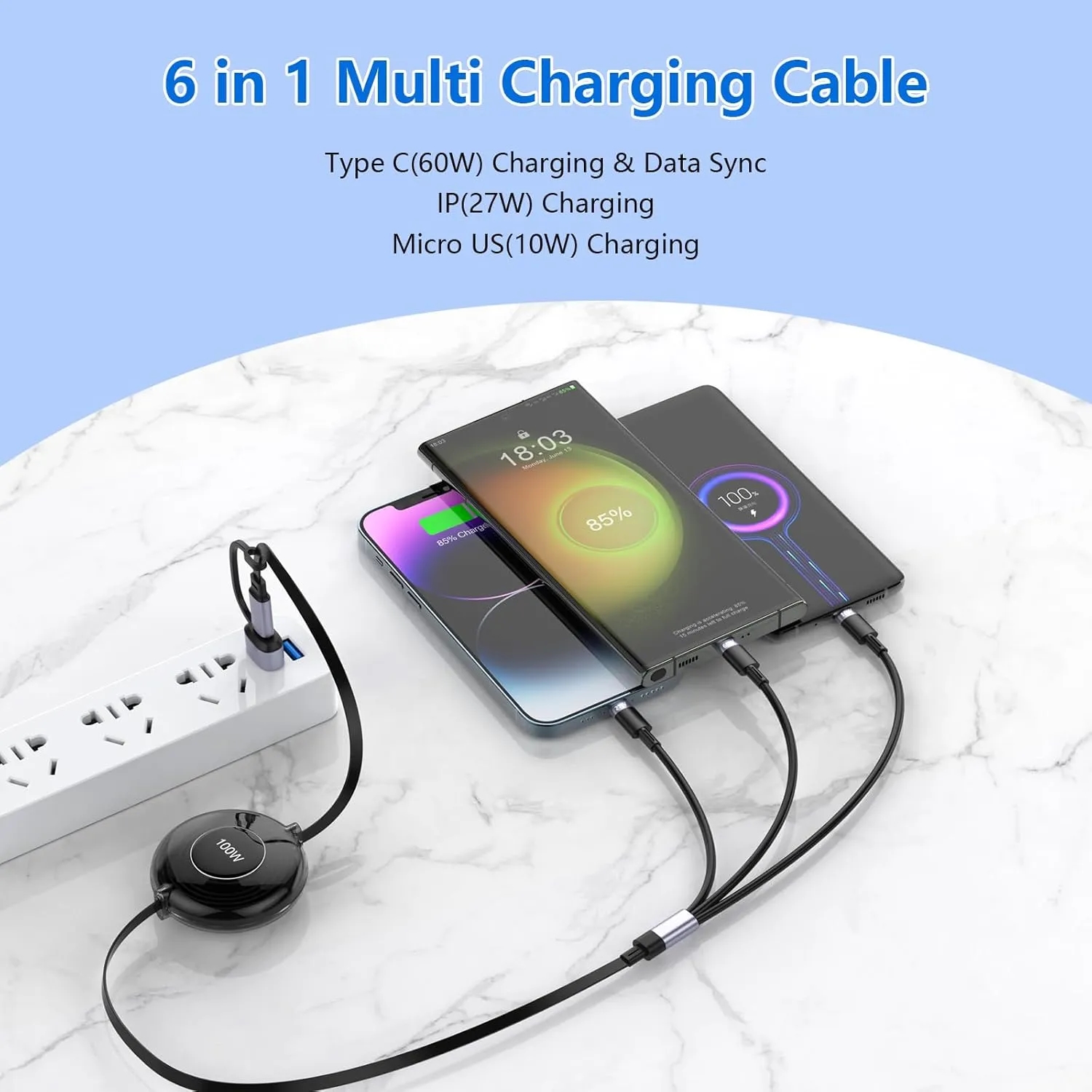 3 in 1 Retractable Charger Cable 1