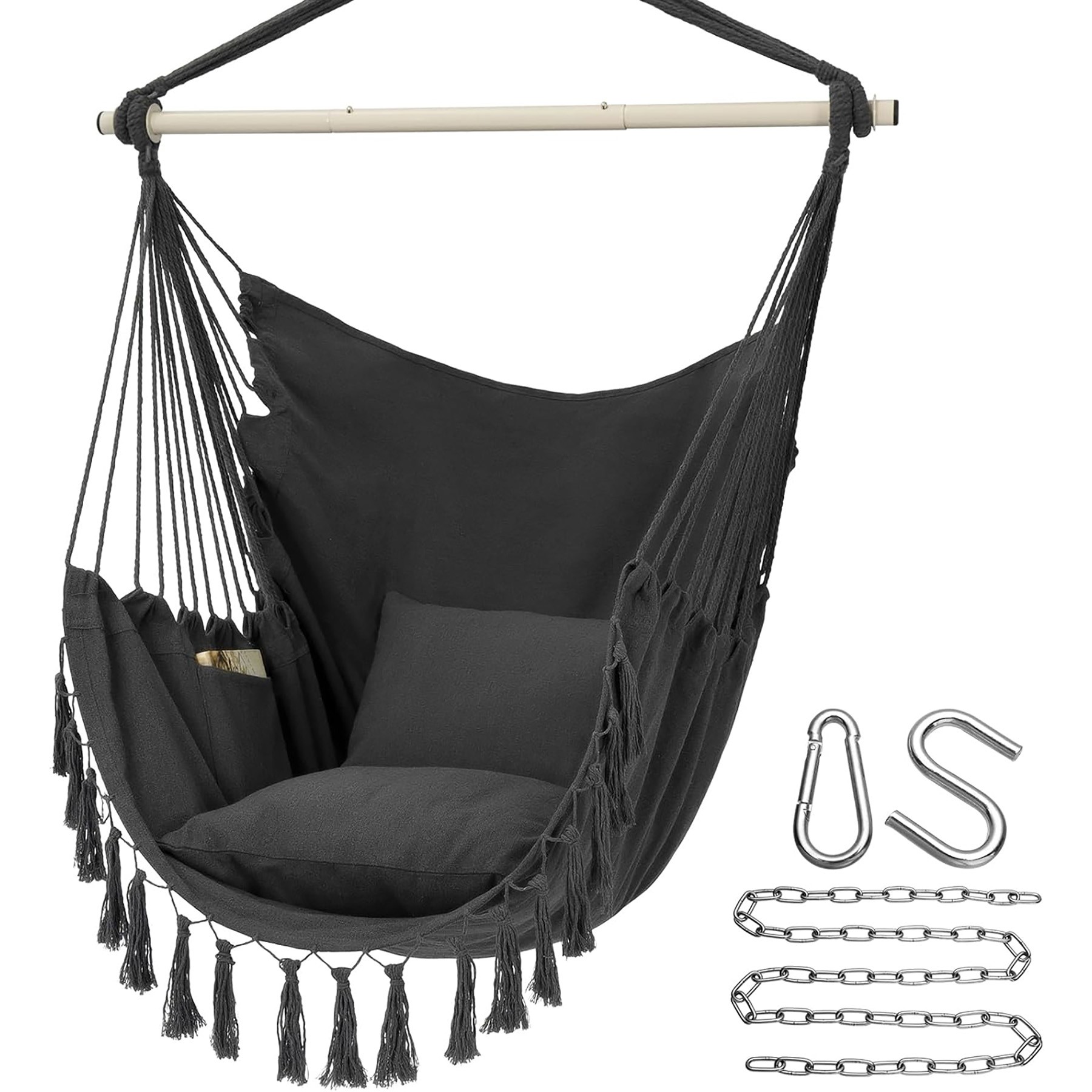Cotton Woven Hammock Swing with Two Pillows 2