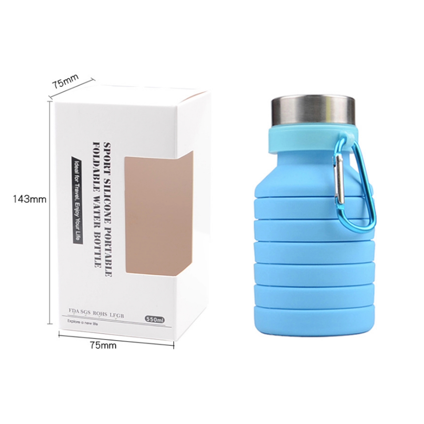 Collapsible Water Bottles Leakproof Valve Reuseable BPA Free 3