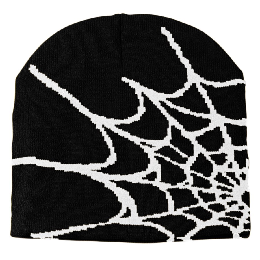 Spider Web Pattern Beanie with Custom Logo 21