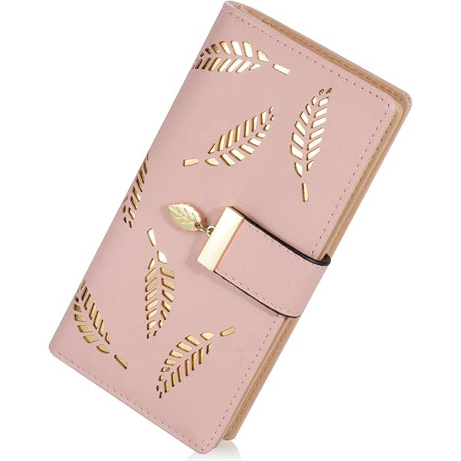 Trendy Korean Leaf Pattern Zipper Clasp Handbag Wallet 2