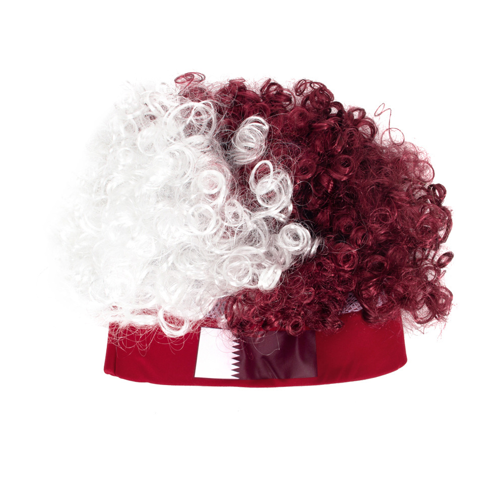 Qatar World Cup National Flag Football Fans Customized Headband Wig 3