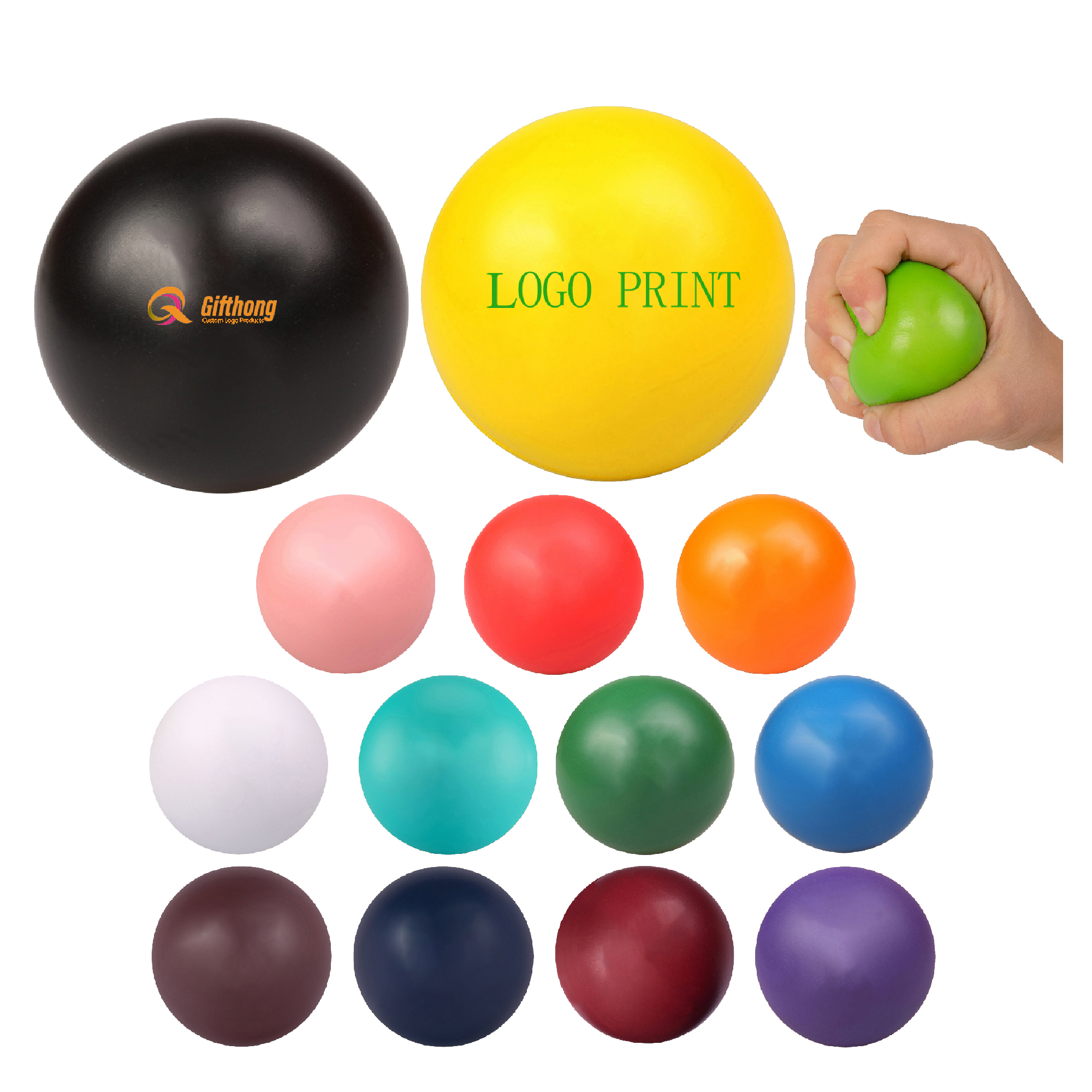 Solid Color Round Stress Ball 2