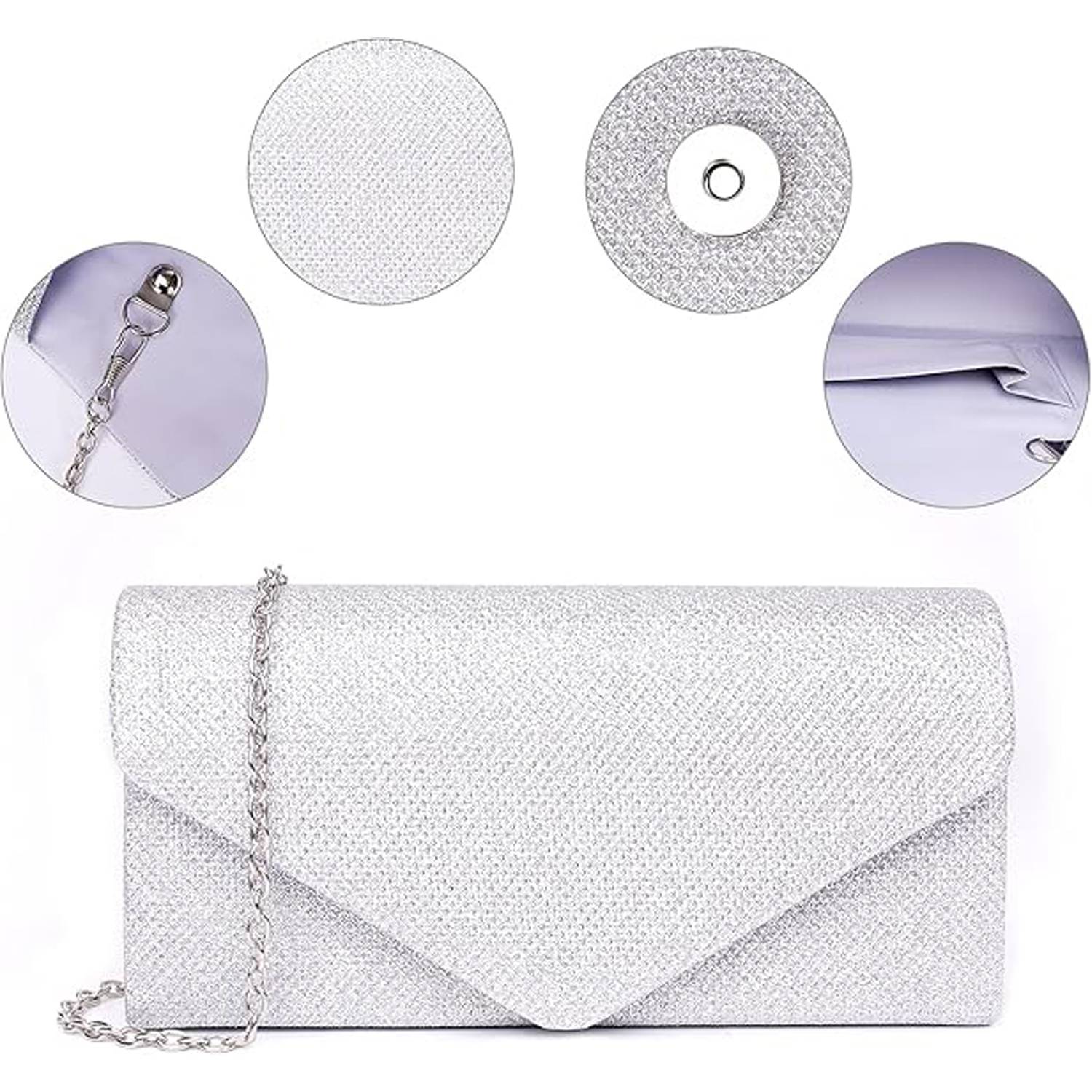 Women's Envelope Clutch Bag with Detachable Chain 7