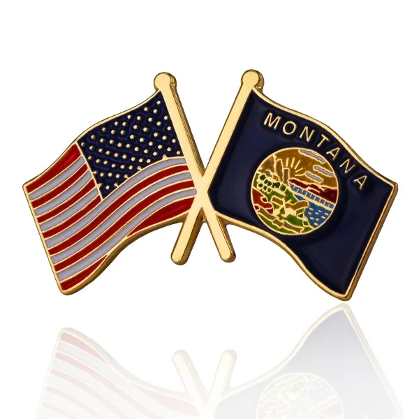 Stock Crossed Flag Pin (USA & USA) 10
