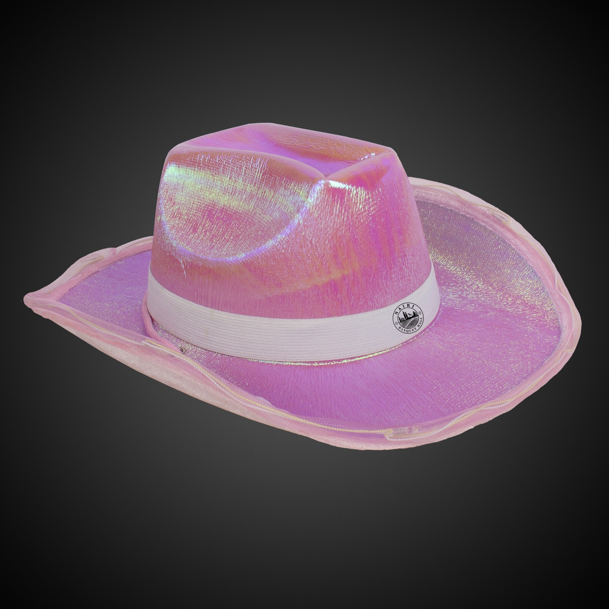 Pink Iridescent Light Up Cowboy Hat(White Imprinted Band) 2